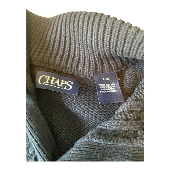 CHAPS RALPH LAUREN Men’s Size Large Sweater Shirt Cable Navy Blue Mock Neck - Picture 5 of 11